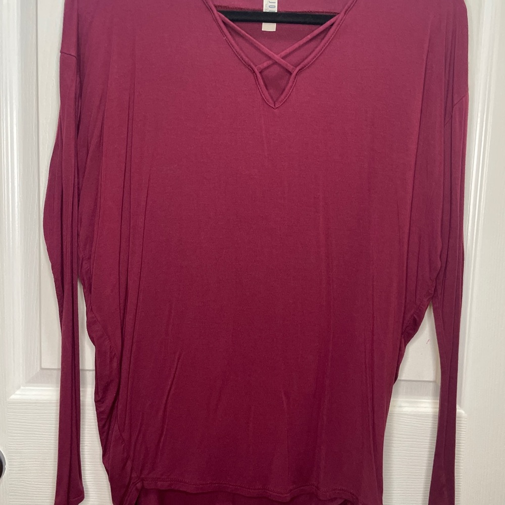 Jolie Deep Red Long Sleeve Top